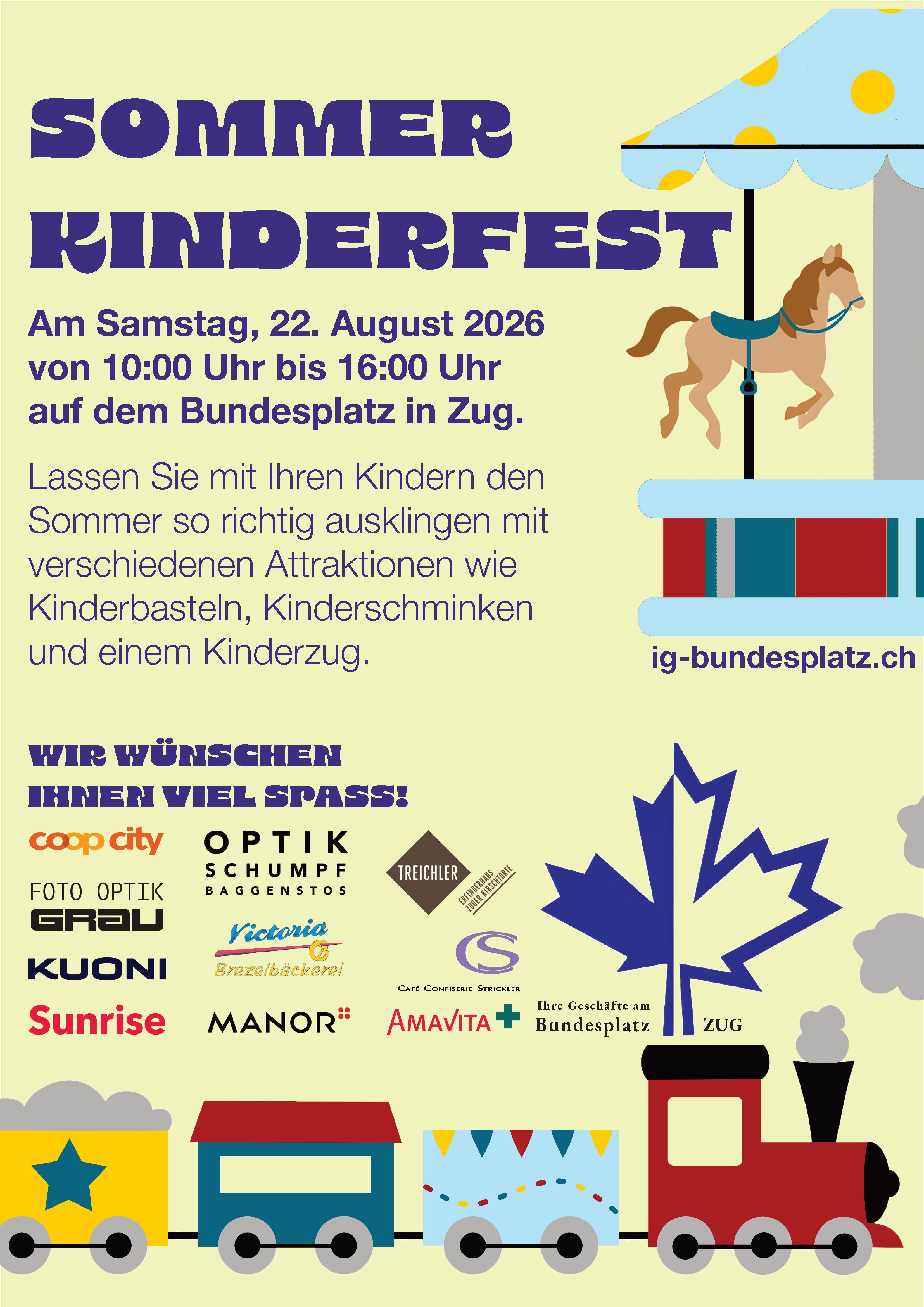 Sommer Kinderfest 2026 Bundesplatz Zug